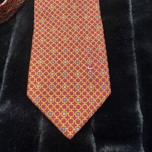 Lancel Silk Tie Mens Classic Formal Geometric Pattern Paris 18279 Made in France